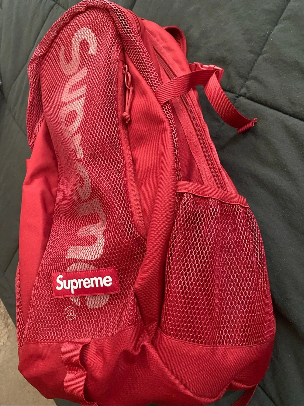 Supreme Red Mesh Logo Backpack